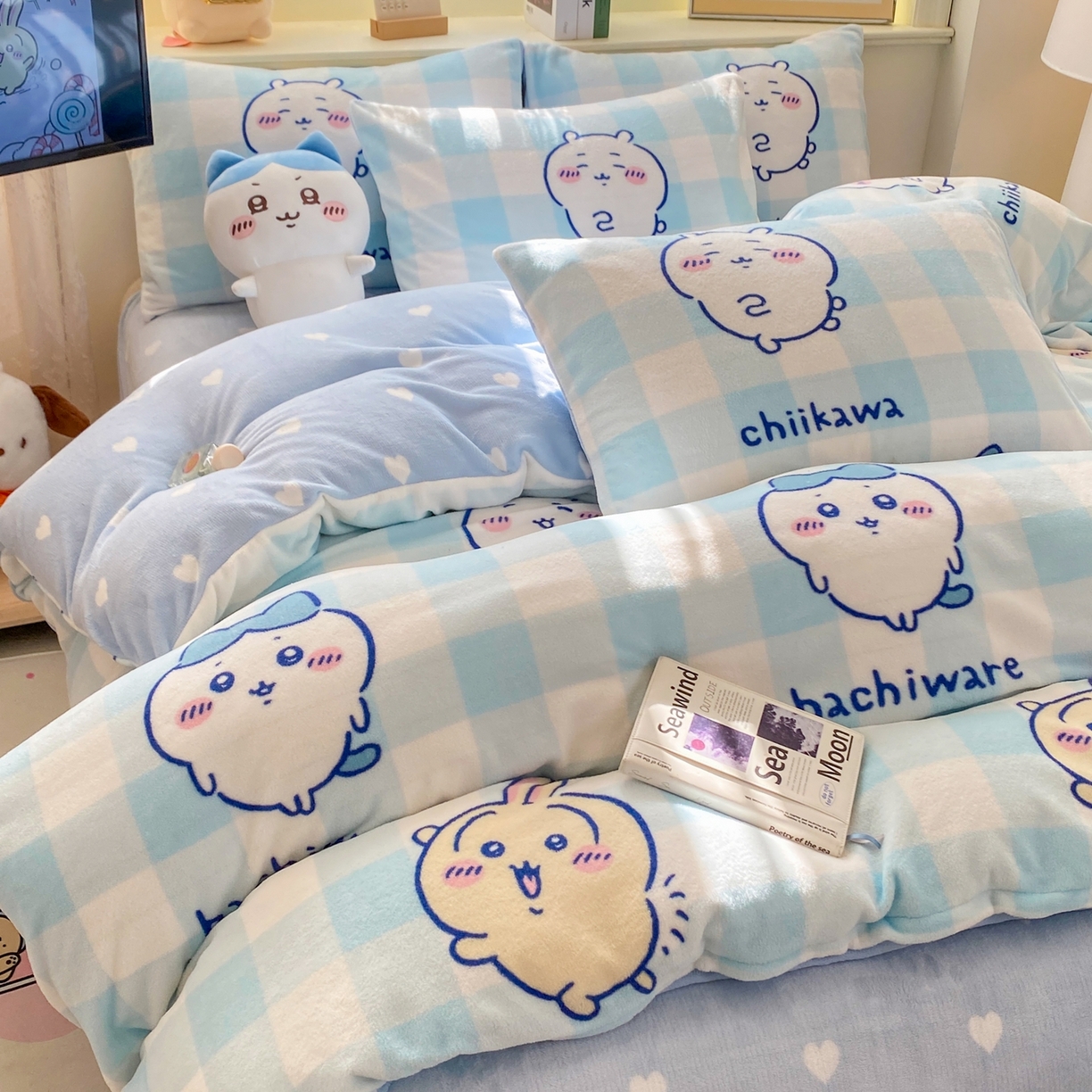 91家纺网 家纺一手货源 找家纺 博雅 2026新款卡哇正版授权高克重牛奶绒四件套 绒蓝格吉伊卡哇