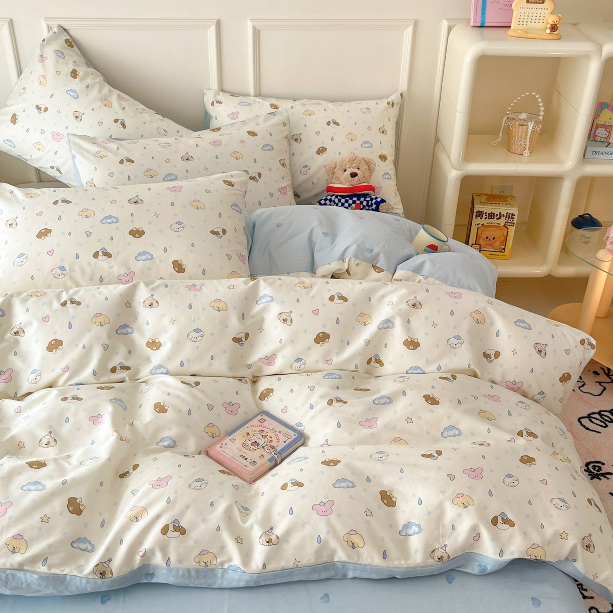 91家纺网 家纺一手货源 找家纺 西引力 2026新款40S全棉斜纹印花四件套 鼻涕狗