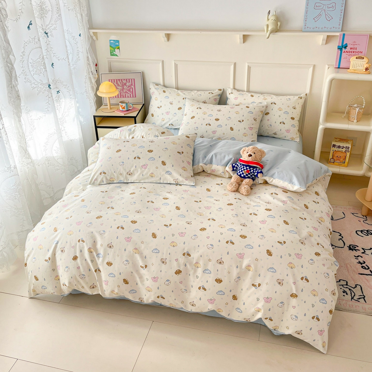 91家纺网 家纺一手货源 找家纺 西引力 2026新款40S全棉斜纹印花四件套 鼻涕狗