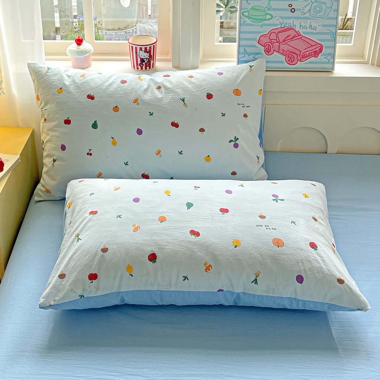 91家纺网 家纺一手货源 找家纺 弗苓家纺 2026新款古法水洗仿棉云感纱四件套小布袋 伊人