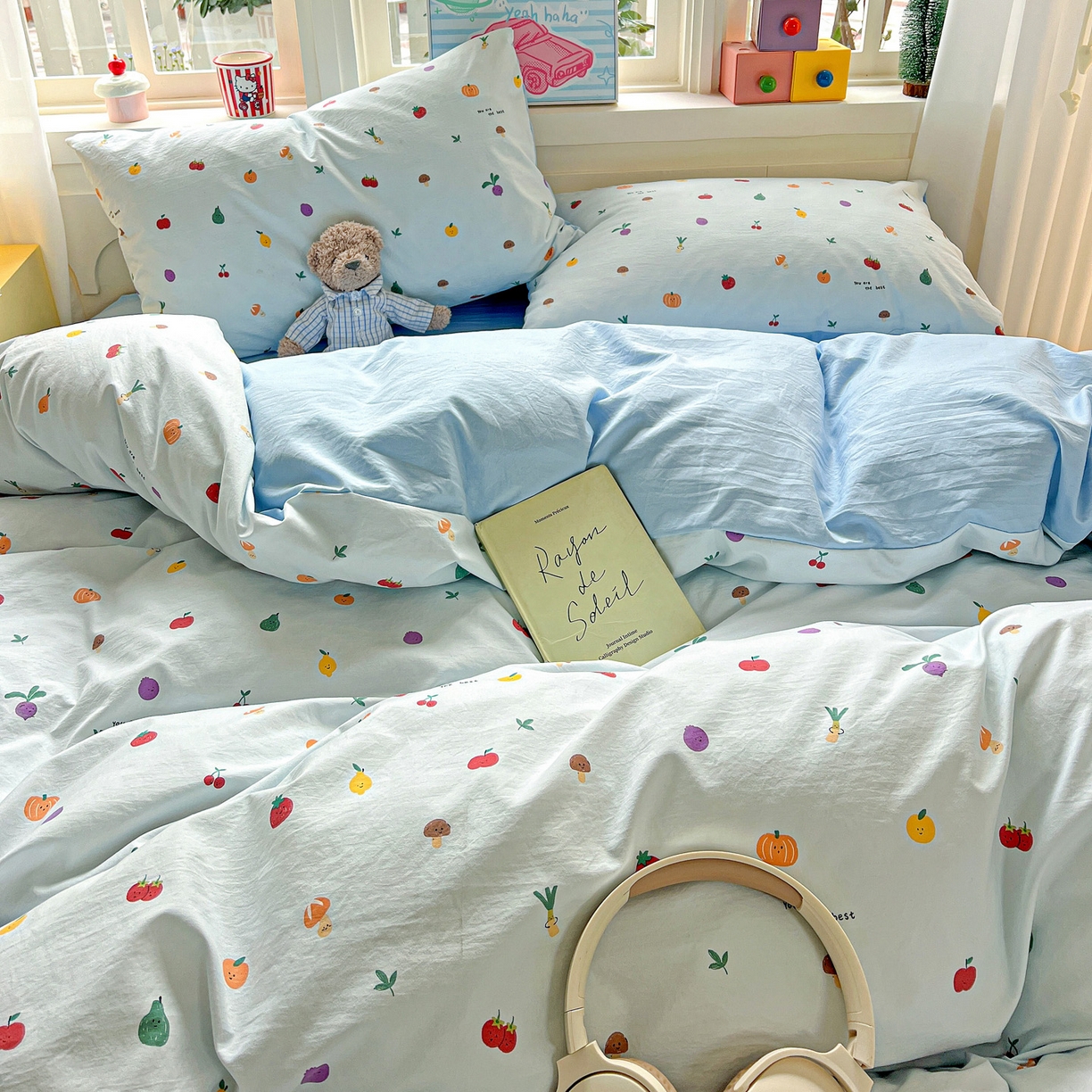 91家纺网 家纺一手货源 找家纺 弗苓家纺 2026新款古法水洗仿棉云感纱四件套小布袋 伊人