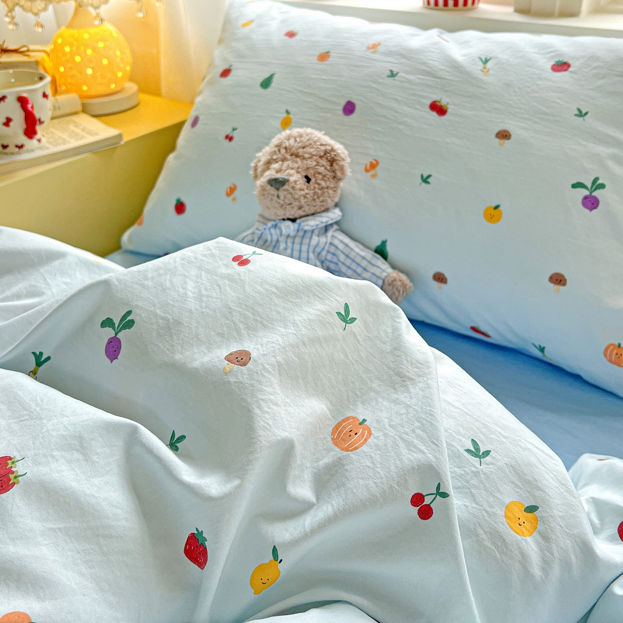 91家纺网 家纺一手货源 找家纺 弗苓家纺 2026新款古法水洗仿棉云感纱四件套小布袋 伊人