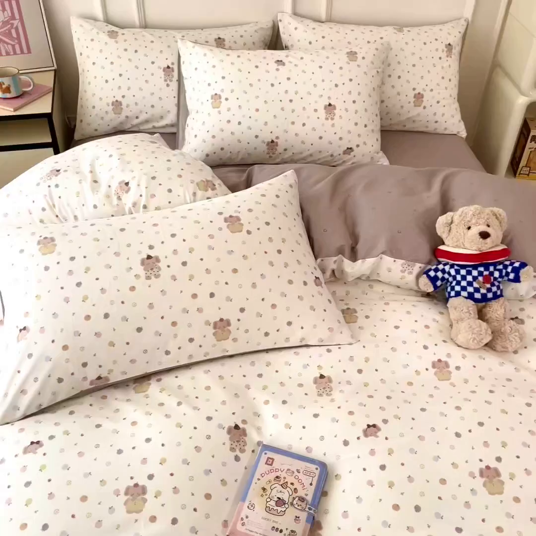 91家纺网 家纺一手货源 找家纺 西引力 2026新款40S全棉斜纹印花四件套 果子象