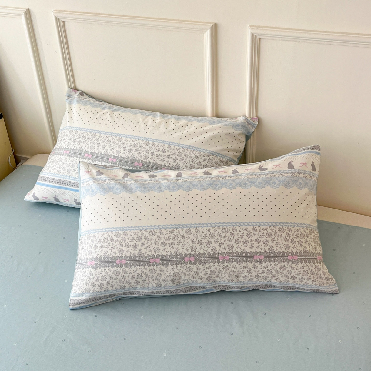 91家纺网 家纺一手货源 找家纺 西引力 2026新款40S全棉斜纹印花四件套 花边兔