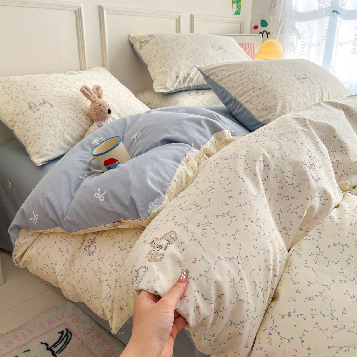 西引力 2026新款40S全棉斜纹印花四件套 花枝兔