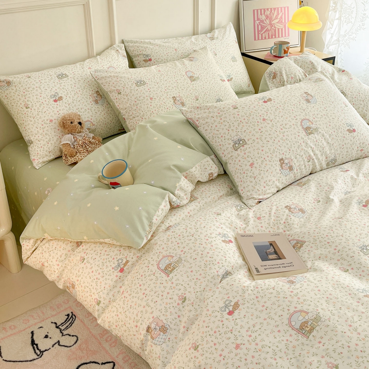 91家纺网 家纺一手货源 找家纺 西引力 2026新款40S全棉斜纹印花四件套 快乐伙伴