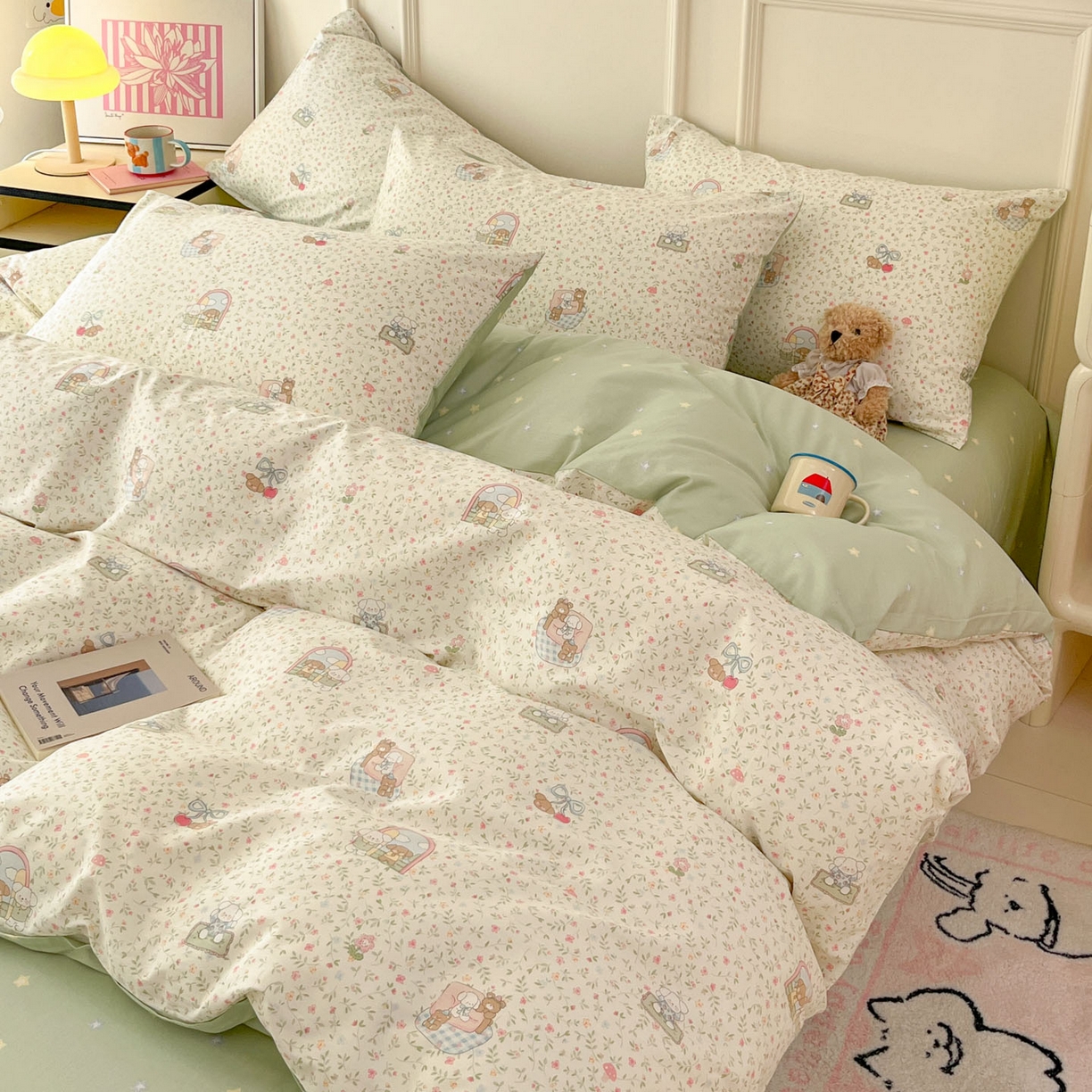 91家纺网 家纺一手货源 找家纺 西引力 2026新款40S全棉斜纹印花四件套 快乐伙伴