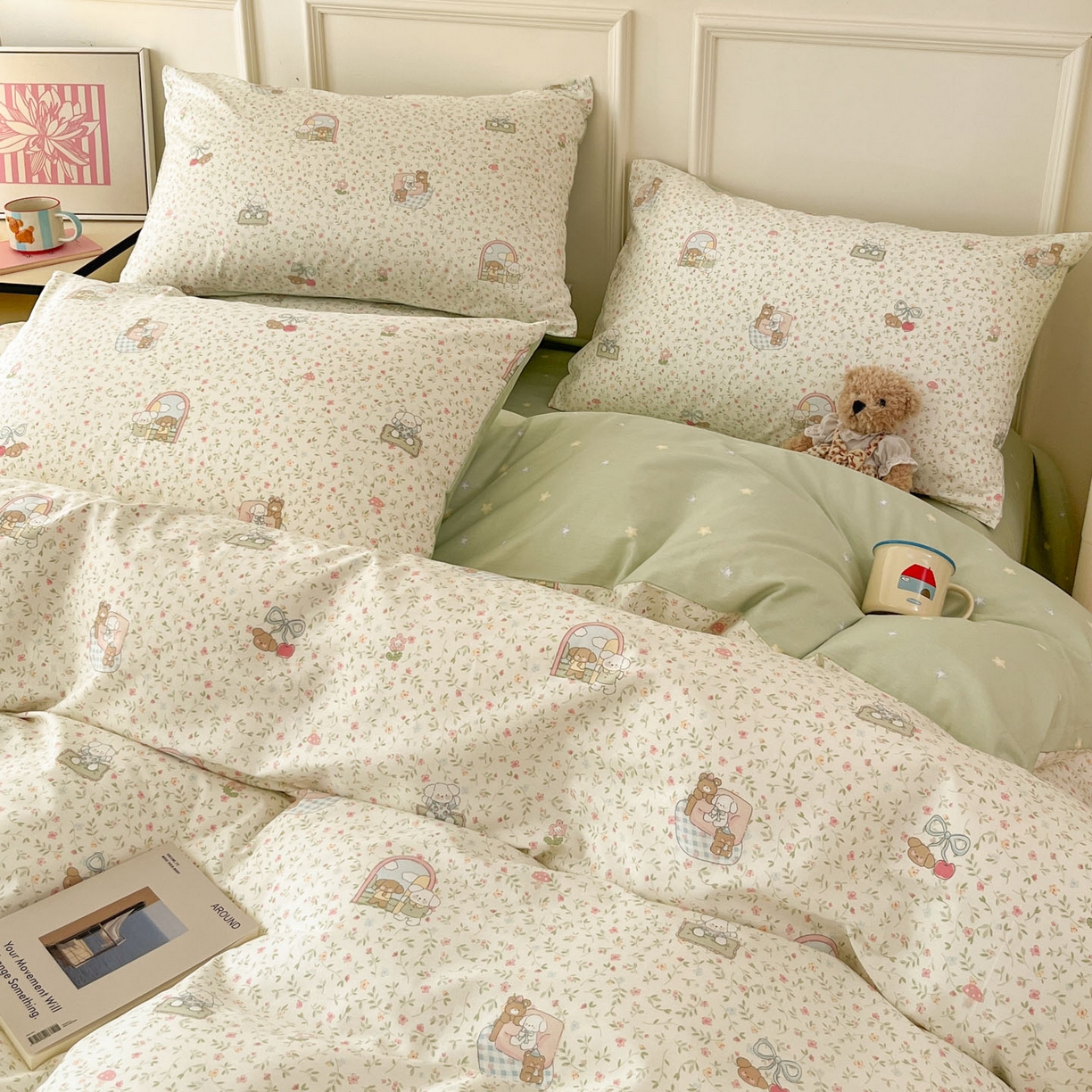 91家纺网 家纺一手货源 找家纺 西引力 2026新款40S全棉斜纹印花四件套 快乐伙伴