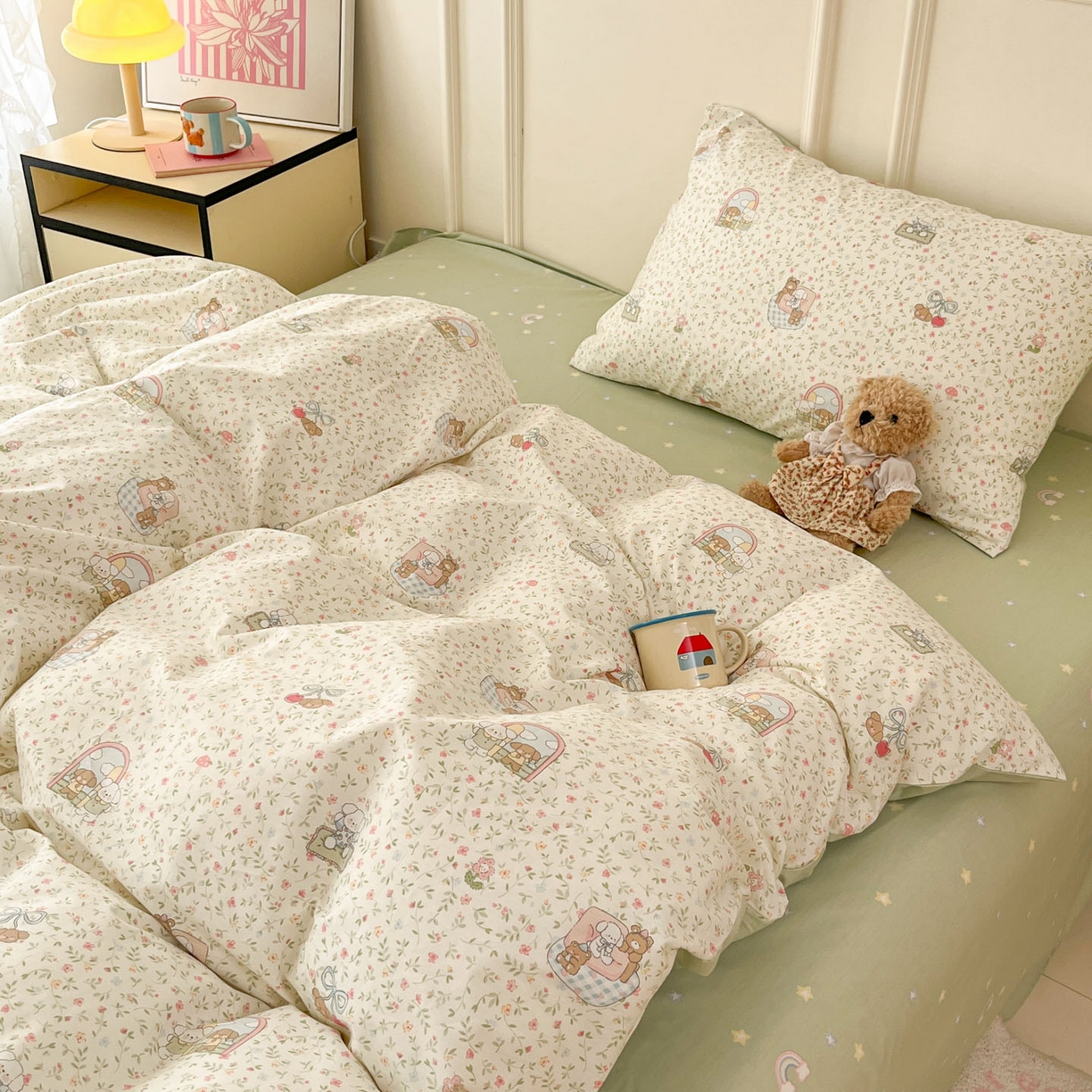 91家纺网 家纺一手货源 找家纺 西引力 2026新款40S全棉斜纹印花四件套 快乐伙伴