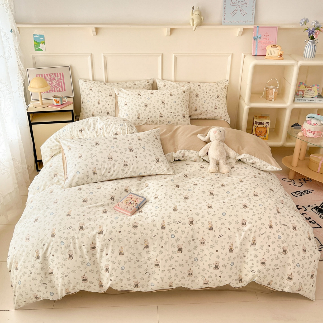 91家纺网 家纺一手货源 找家纺 西引力 2026新款40S全棉斜纹印花四件套 栗子狗