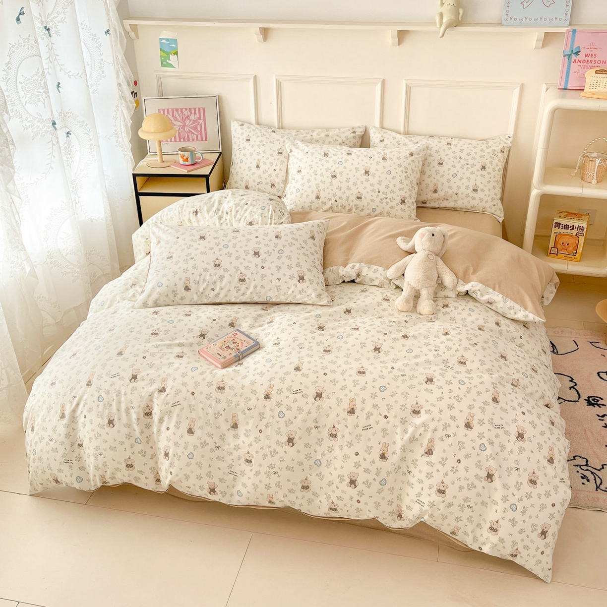 91家纺网 家纺一手货源 找家纺 西引力 2026新款40S全棉斜纹印花四件套 栗子狗