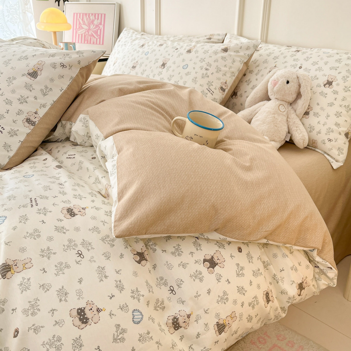 91家纺网 家纺一手货源 找家纺 西引力 2026新款40S全棉斜纹印花四件套 栗子狗