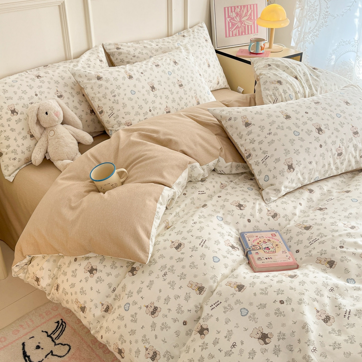 91家纺网 家纺一手货源 找家纺 西引力 2026新款40S全棉斜纹印花四件套 栗子狗