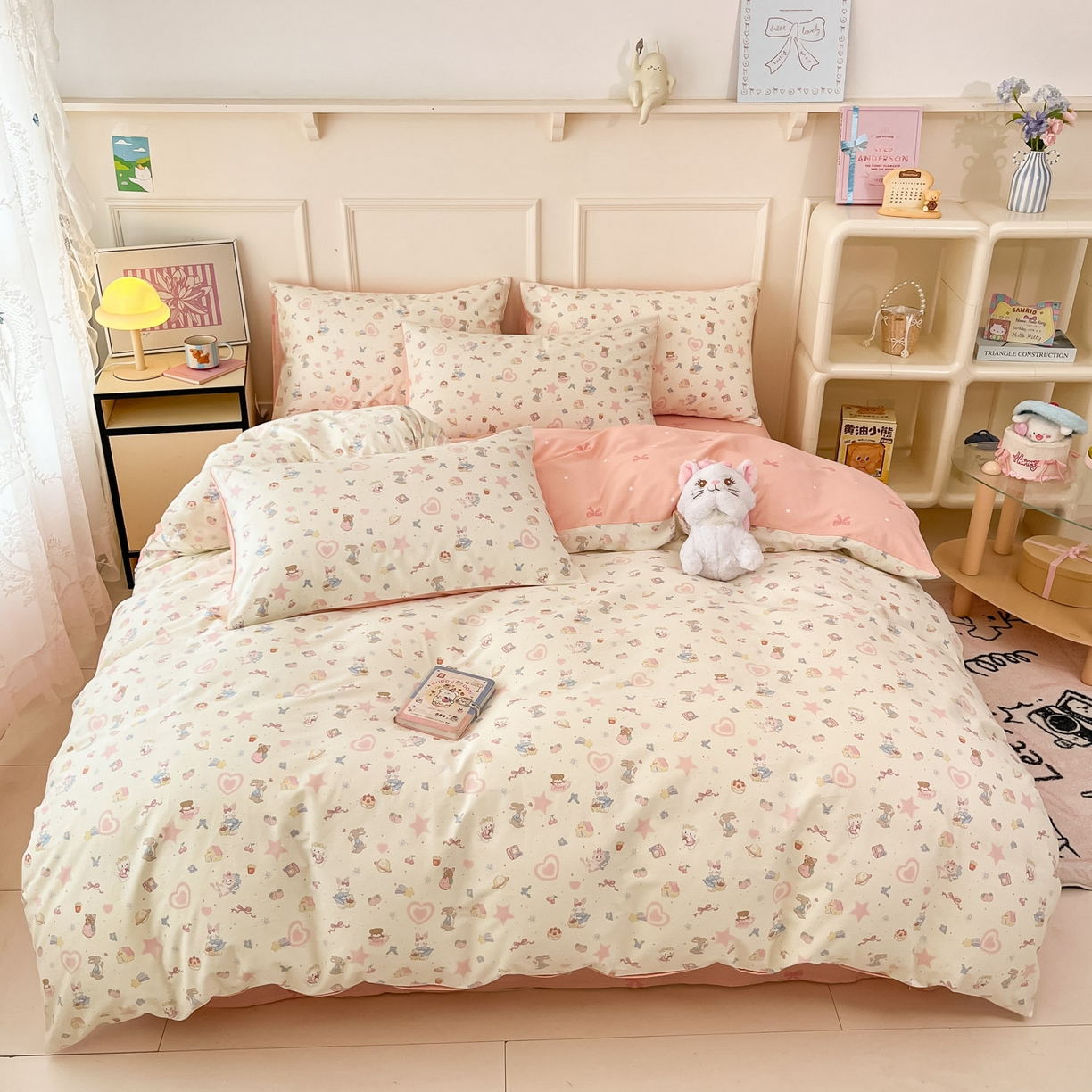 91家纺网 家纺一手货源 找家纺 西引力 2026新款40S全棉斜纹印花四件套 生日派对