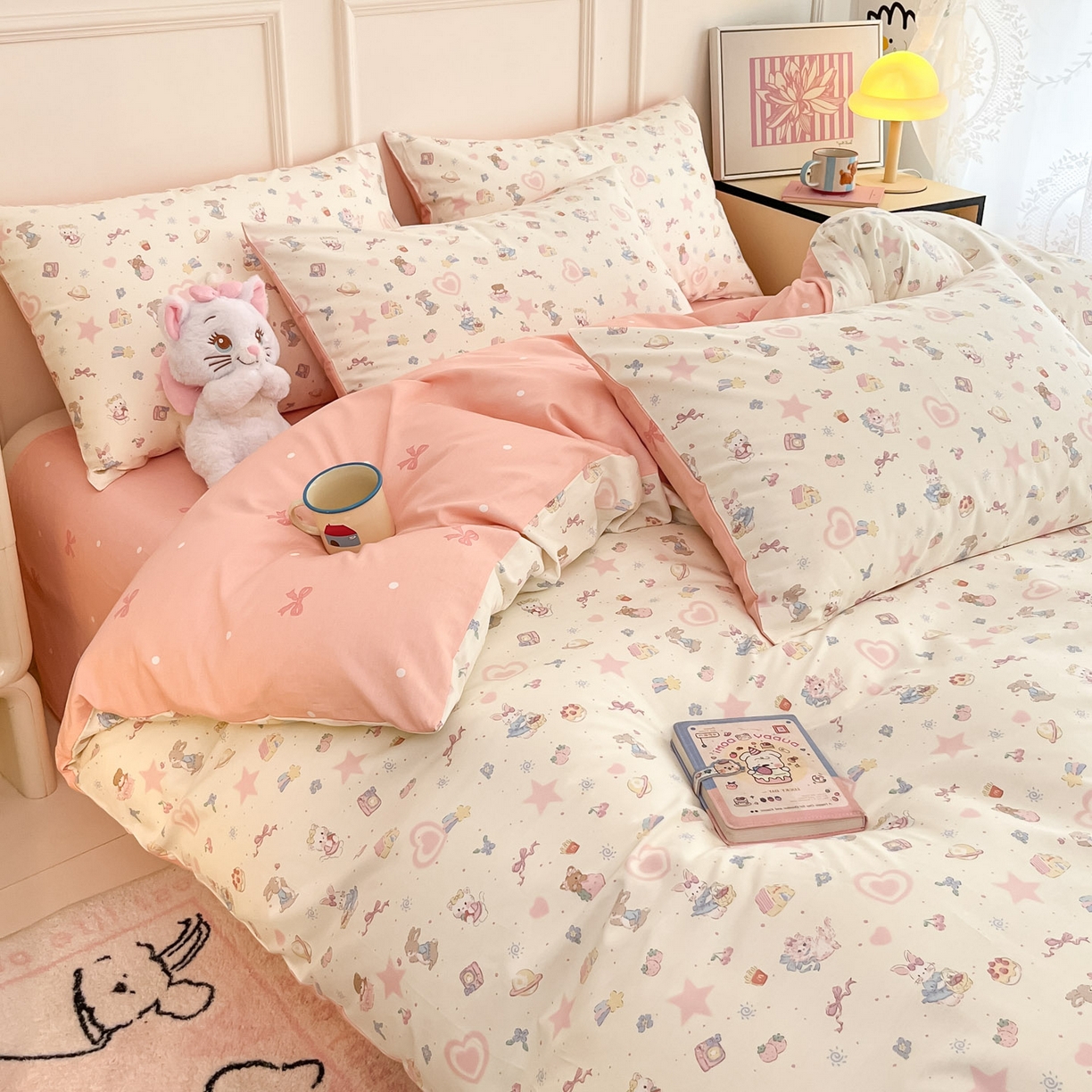 91家纺网 家纺一手货源 找家纺 西引力 2026新款40S全棉斜纹印花四件套 生日派对