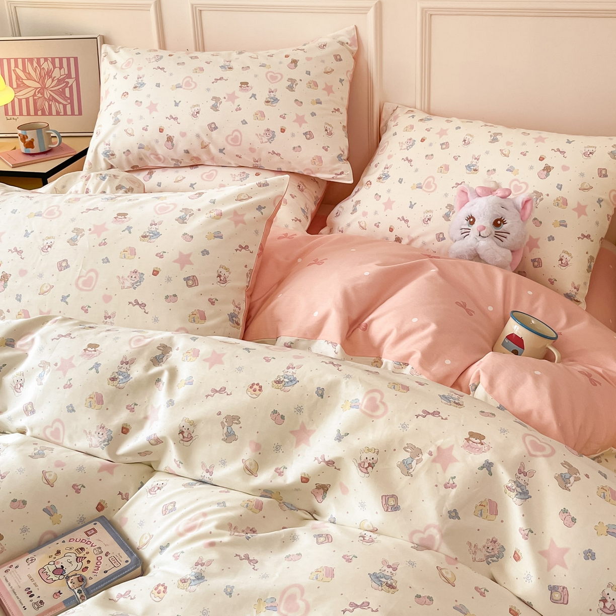 91家纺网 家纺一手货源 找家纺 西引力 2026新款40S全棉斜纹印花四件套 生日派对