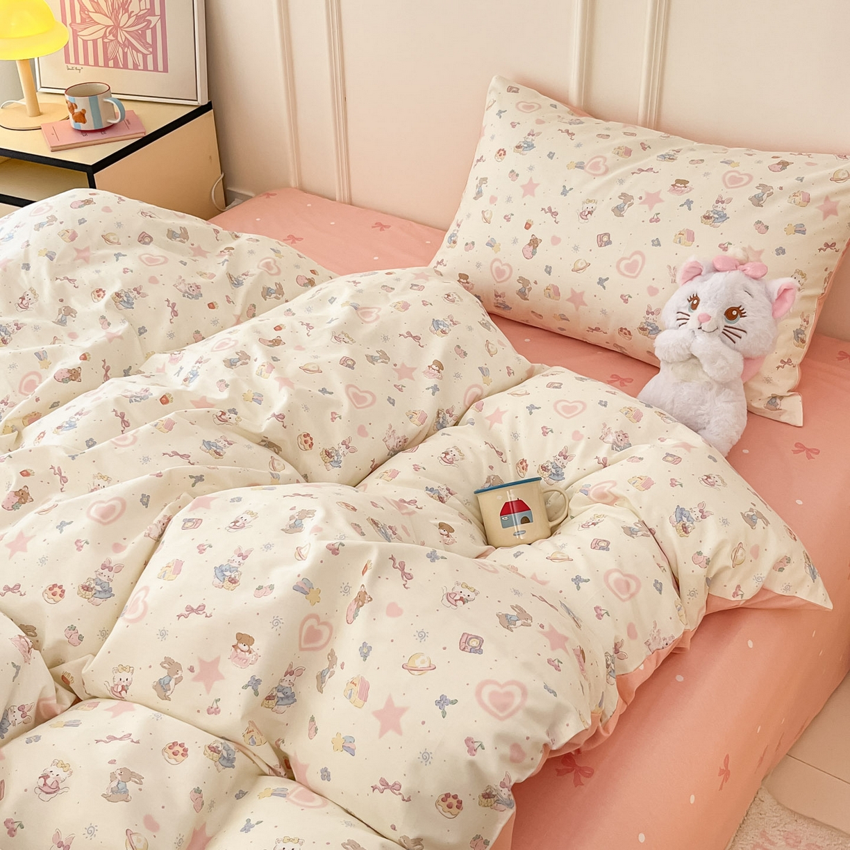 91家纺网 家纺一手货源 找家纺 西引力 2026新款40S全棉斜纹印花四件套 生日派对