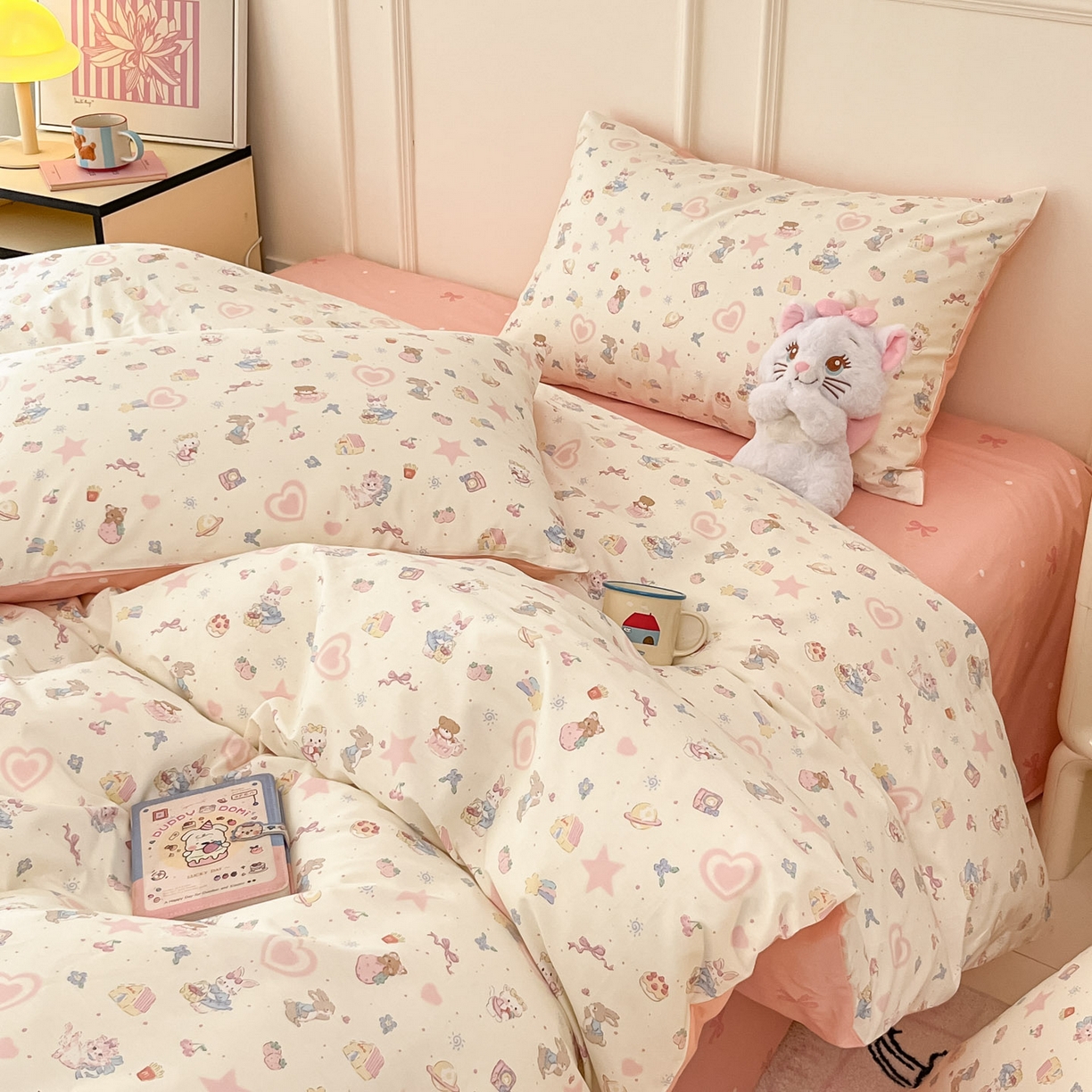 91家纺网 家纺一手货源 找家纺 西引力 2026新款40S全棉斜纹印花四件套 生日派对