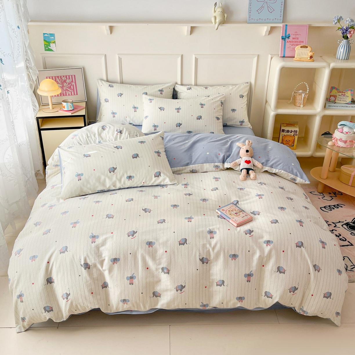 91家纺网 家纺一手货源 找家纺 西引力 2026新款40S全棉斜纹印花四件套 跳跳象