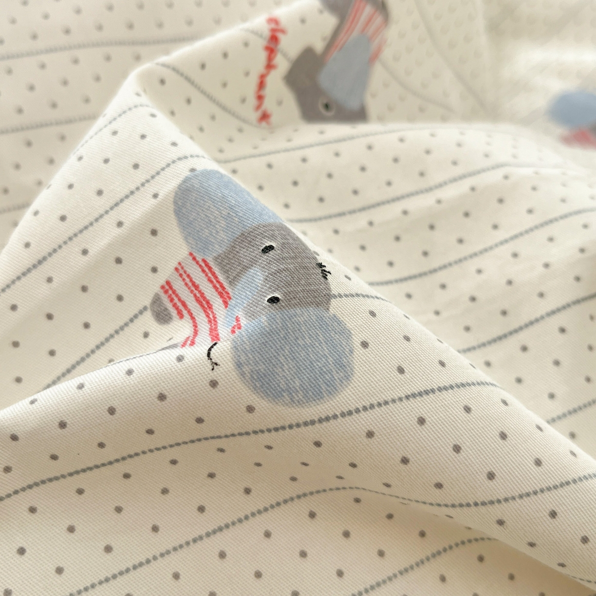 91家纺网 家纺一手货源 找家纺 西引力 2026新款40S全棉斜纹印花四件套 跳跳象