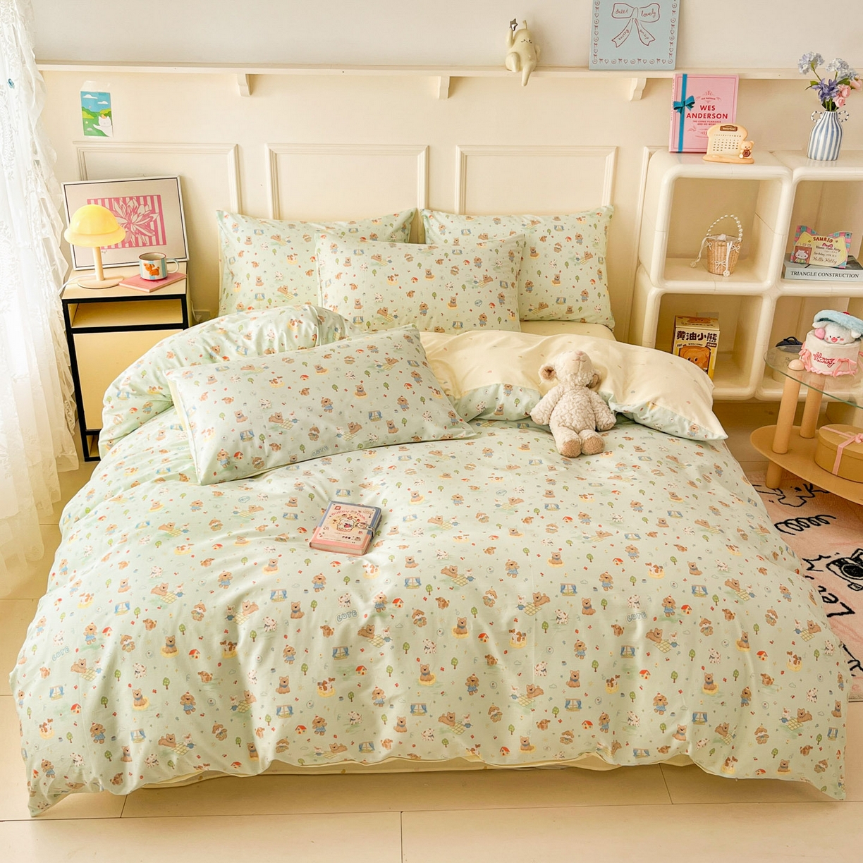 91家纺网 家纺一手货源 找家纺 西引力 2026新款40S全棉斜纹印花四件套 童趣小狗