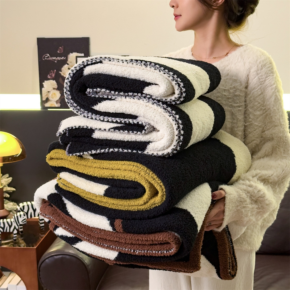 91家纺网 家纺一手货源 找家纺 （总）兄弟坊 2026新款A类大阪半边绒糯叽叽毛毯 盖毯 午睡毯 夏被毯 披肩毯