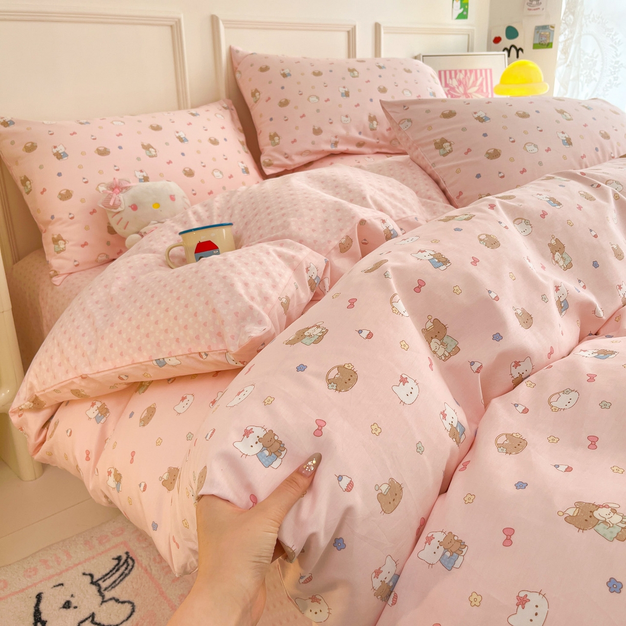 西引力 2026新款40S全棉斜纹印花四件套 小花猫