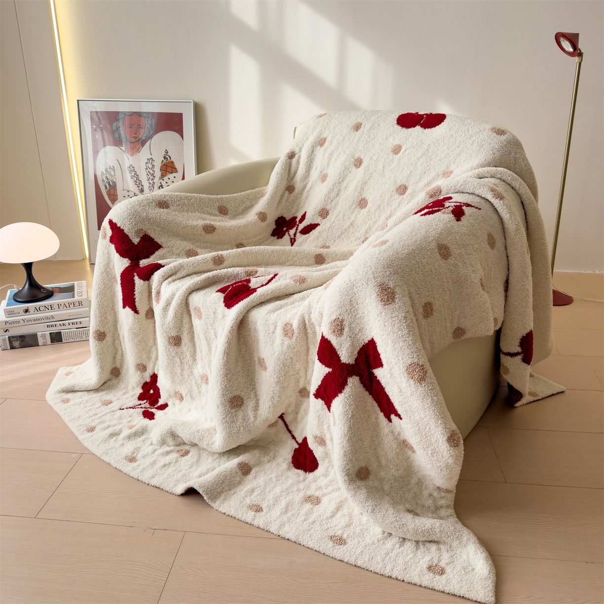 91家纺网 家纺一手货源 找家纺 兄弟坊 2026新款A类大阪半边绒糯叽叽毛毯 盖毯 午睡毯 夏被毯 披肩毯 糯叽叽半边绒-蝴蝶结