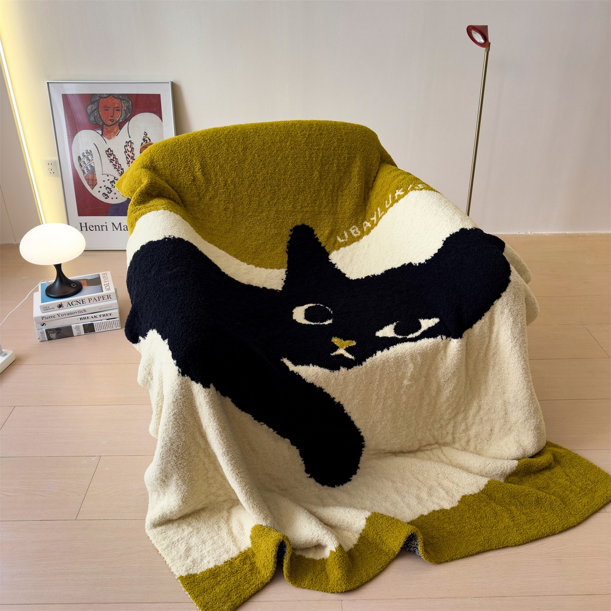 91家纺网 家纺一手货源 找家纺 兄弟坊 2026新款A类大阪半边绒糯叽叽毛毯 盖毯 午睡毯 夏被毯 披肩毯 糯叽叽半边绒-软萌猫