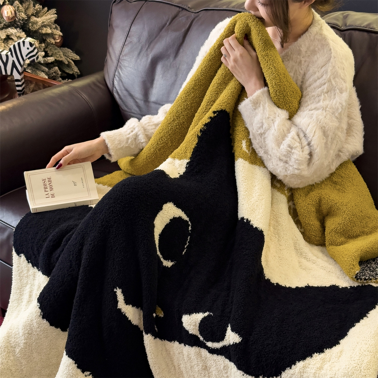 91家纺网 家纺一手货源 找家纺 兄弟坊 2026新款A类大阪半边绒糯叽叽毛毯 盖毯 午睡毯 夏被毯 披肩毯 糯叽叽半边绒-软萌猫