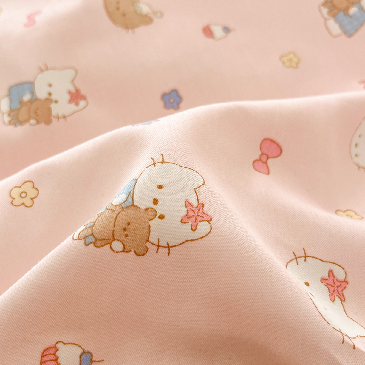 91家纺网 家纺一手货源 找家纺 西引力 2026新款40S全棉斜纹印花四件套 小花猫