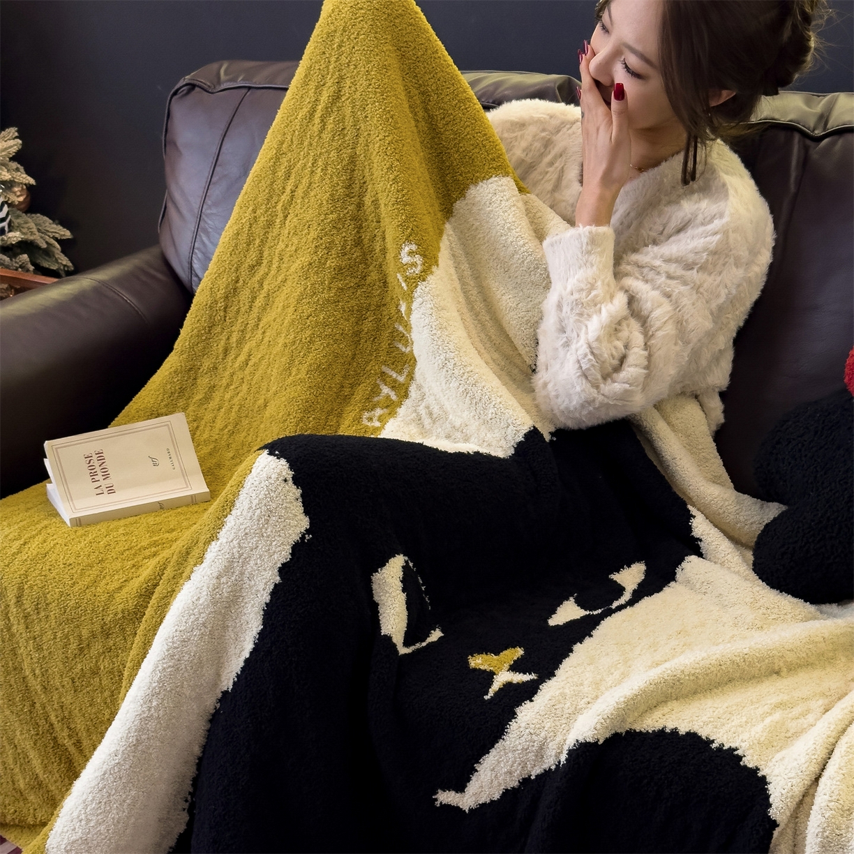 91家纺网 家纺一手货源 找家纺 兄弟坊 2026新款A类大阪半边绒糯叽叽毛毯 盖毯 午睡毯 夏被毯 披肩毯 糯叽叽半边绒-软萌猫