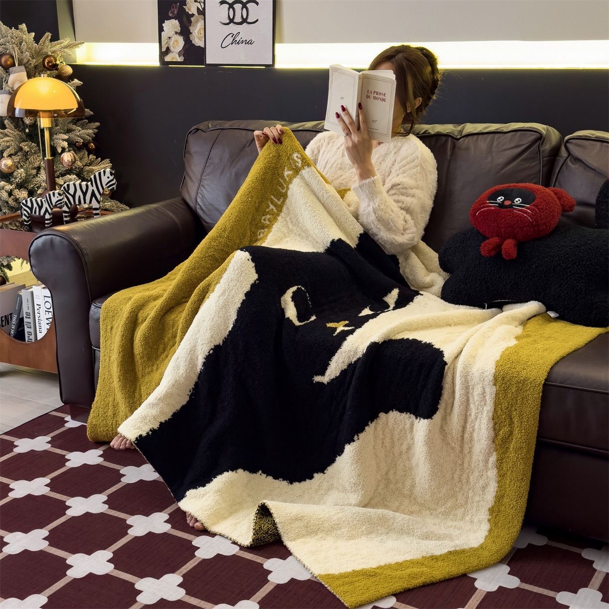 91家纺网 家纺一手货源 找家纺 兄弟坊 2026新款A类大阪半边绒糯叽叽毛毯 盖毯 午睡毯 夏被毯 披肩毯 糯叽叽半边绒-软萌猫