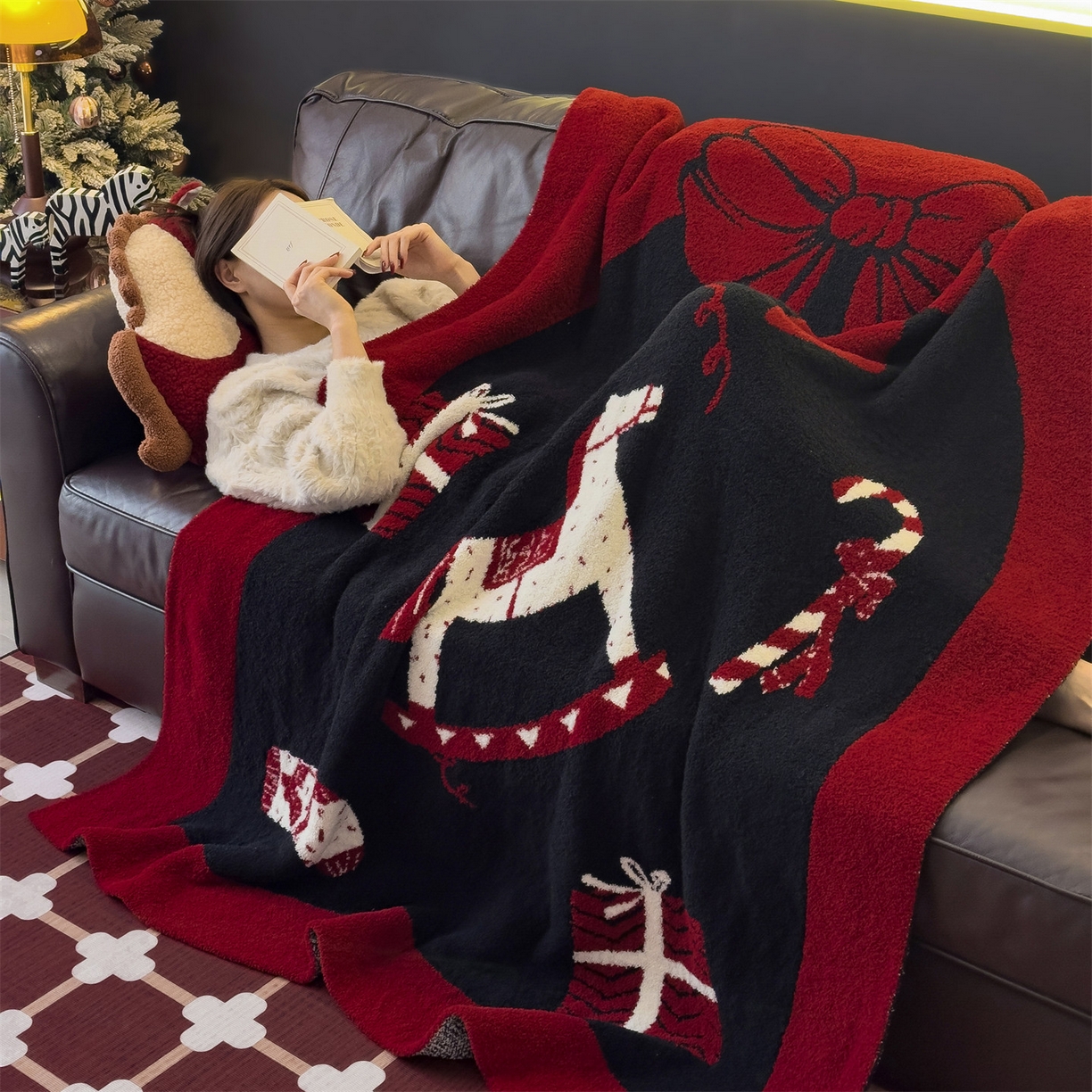 91家纺网 家纺一手货源 找家纺 兄弟坊 2026新款A类大阪半边绒糯叽叽毛毯 盖毯 午睡毯 夏被毯 披肩毯 糯叽叽半边绒-小木马