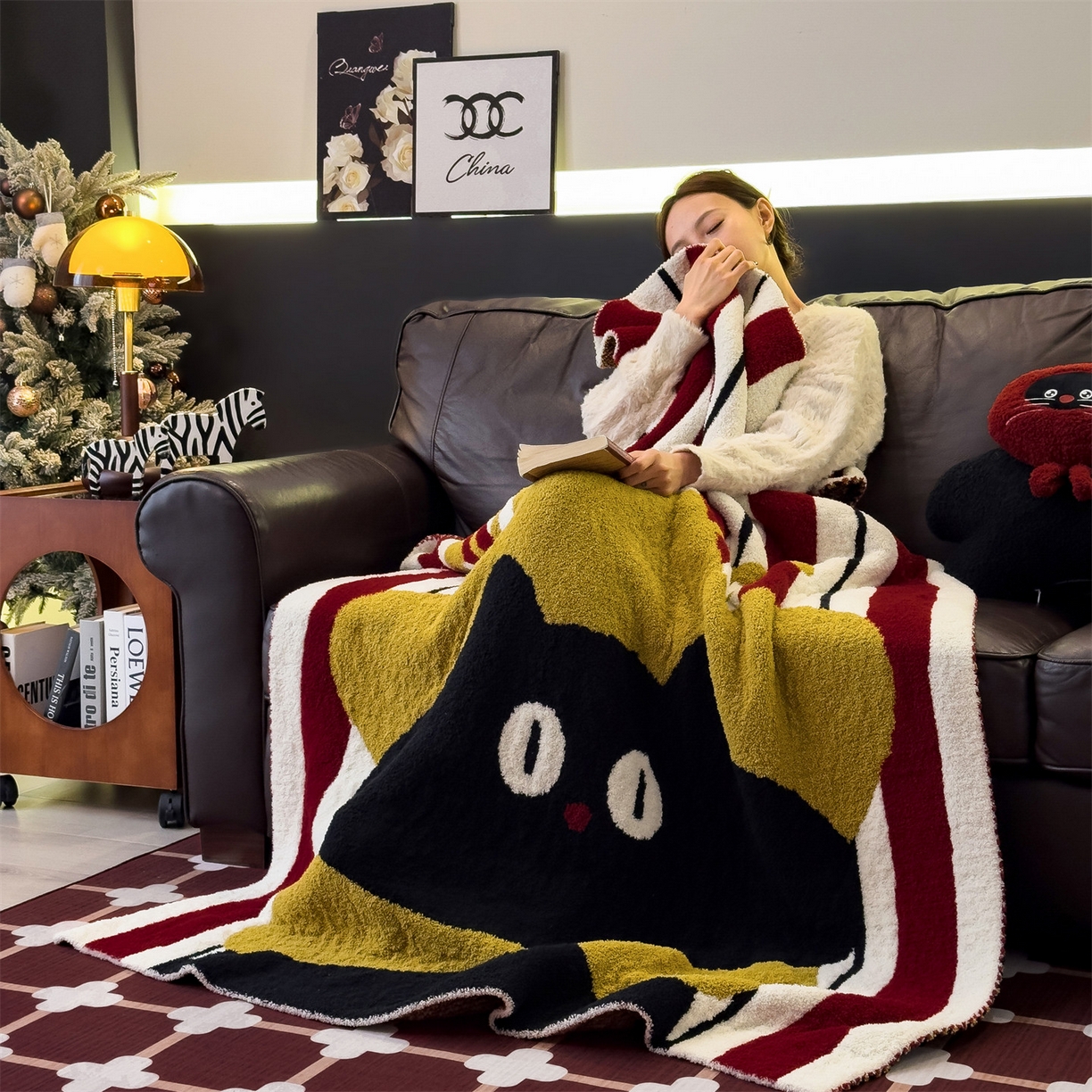 91家纺网 家纺一手货源 找家纺 兄弟坊 2026新款A类大阪半边绒糯叽叽毛毯 盖毯 午睡毯 夏被毯 披肩毯 糯叽叽半边绒-星星猫