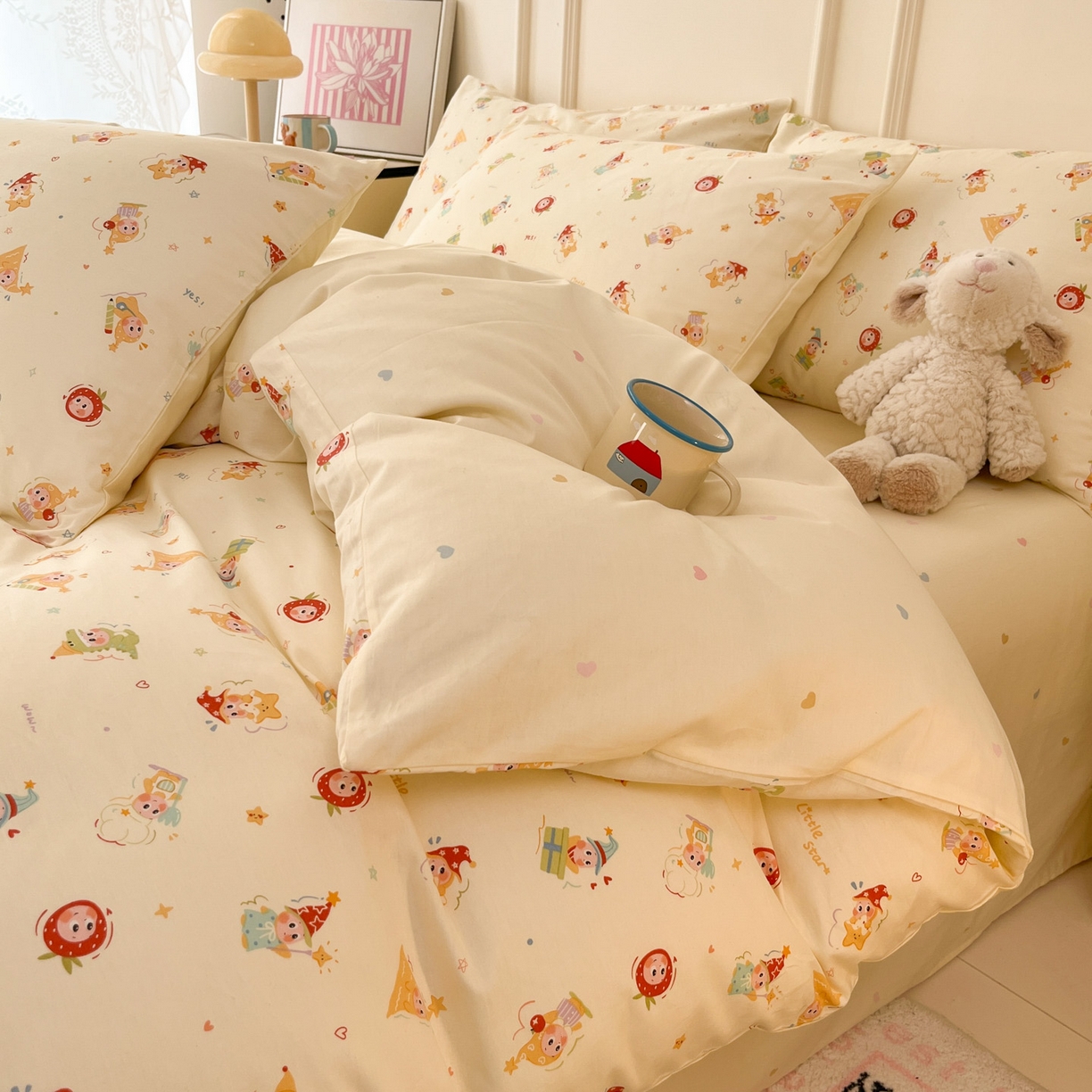 91家纺网 家纺一手货源 找家纺 西引力 2026新款40S全棉斜纹印花四件套 星星魔法