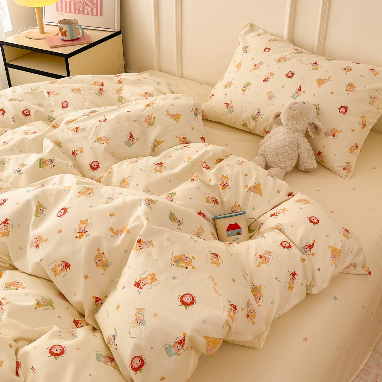 91家纺网 家纺一手货源 找家纺 西引力 2026新款40S全棉斜纹印花四件套 星星魔法