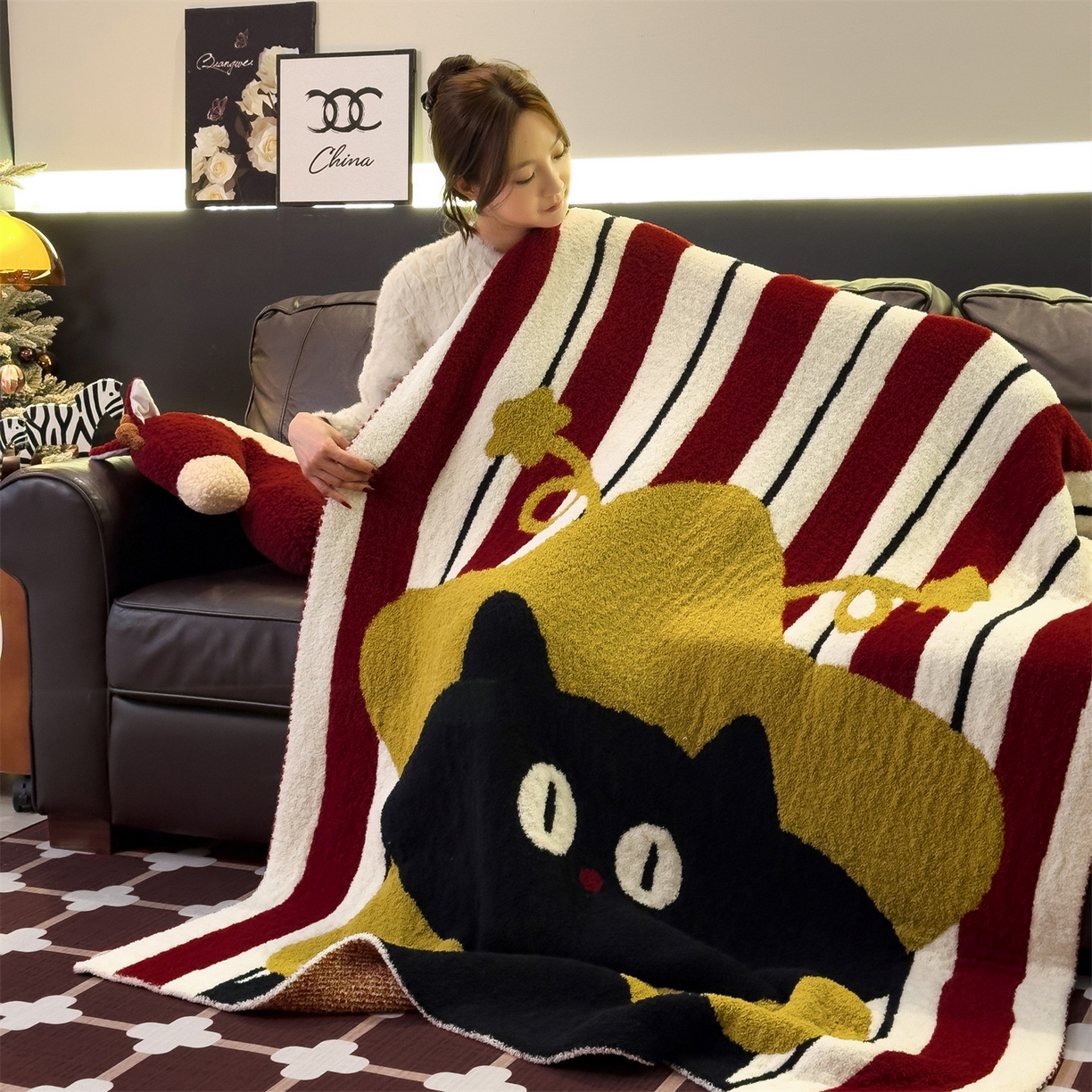 91家纺网 家纺一手货源 找家纺 （总）兄弟坊 2026新款A类大阪半边绒糯叽叽毛毯 盖毯 午睡毯 夏被毯 披肩毯