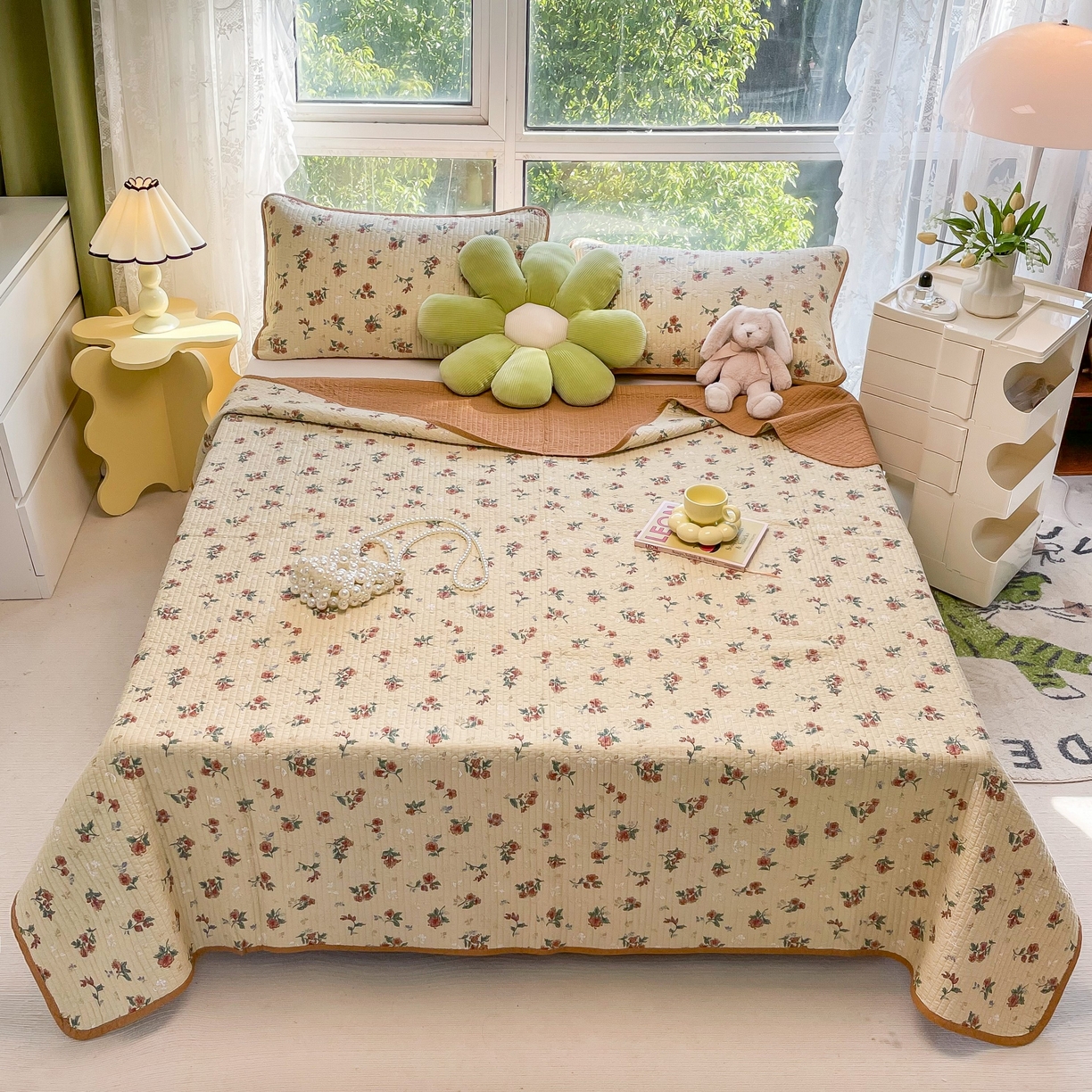 91家纺网 家纺一手货源 找家纺 （总）茉夕家纺 2026新款春季纯棉棉花印花单品床盖单件床盖