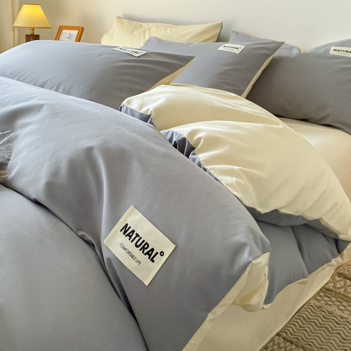 91家纺网 家纺一手货源 找家纺 （总）昊翔家纺 2025新款13372全棉纯色四件套无印良品风简约套件