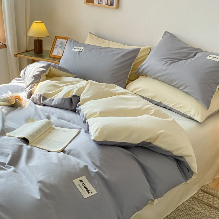 91家纺网 家纺一手货源 找家纺 （总）昊翔家纺 2025新款13372全棉纯色四件套无印良品风简约套件