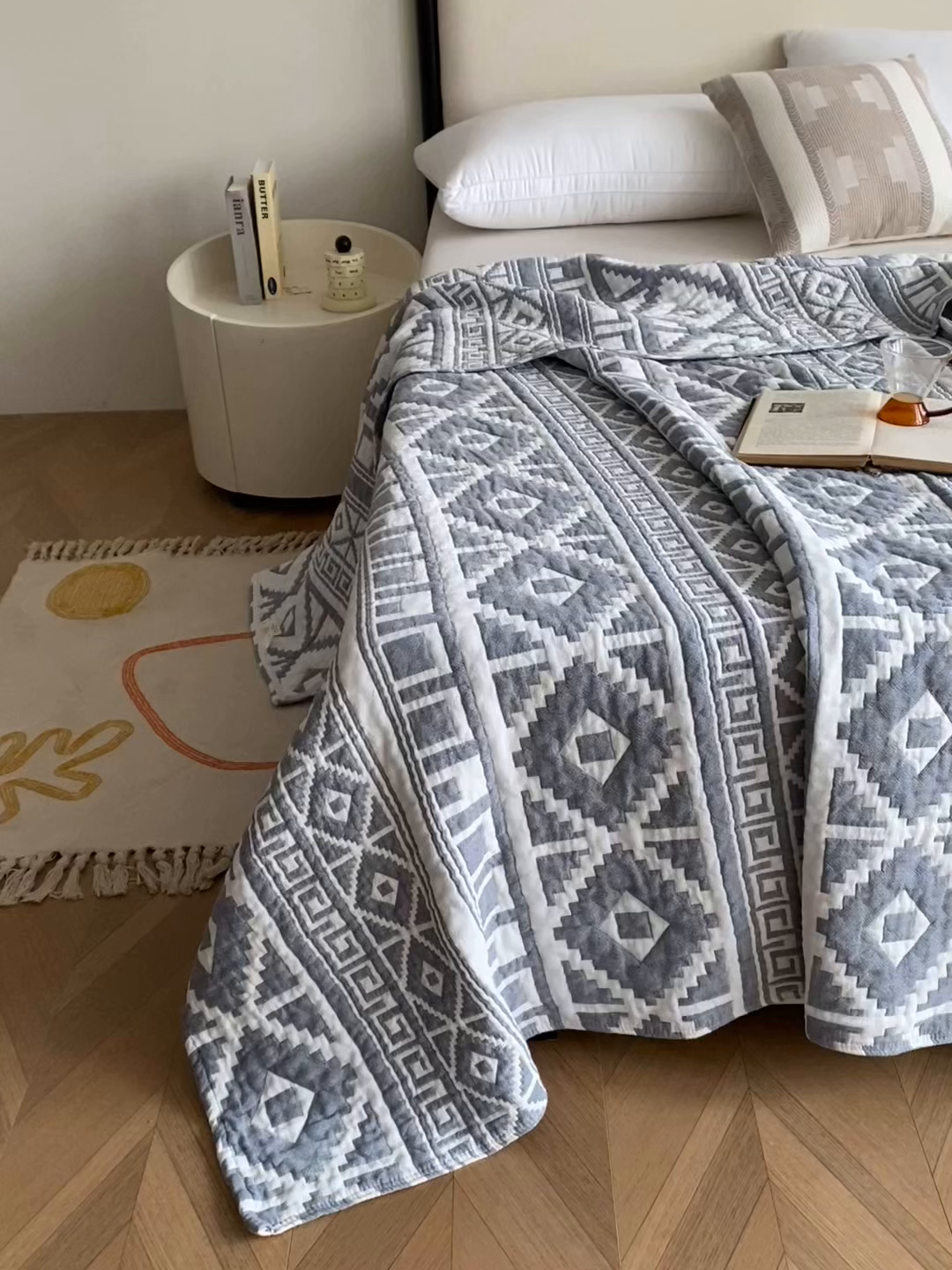 91家纺网 家纺一手货源 找家纺 （总）卡奥家纺 2026新款水洗全棉纯棉四层纱盖毯毛巾被夏凉被夏被空调被-图腾系列