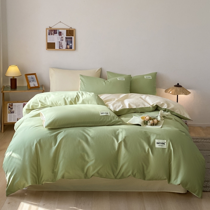 91家纺网 家纺一手货源 找家纺 （总）昊翔家纺 2025新款13372全棉纯色四件套无印良品风简约套件