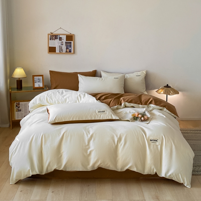 91家纺网 家纺一手货源 找家纺 （总）昊翔家纺 2025新款13372全棉纯色四件套无印良品风简约套件