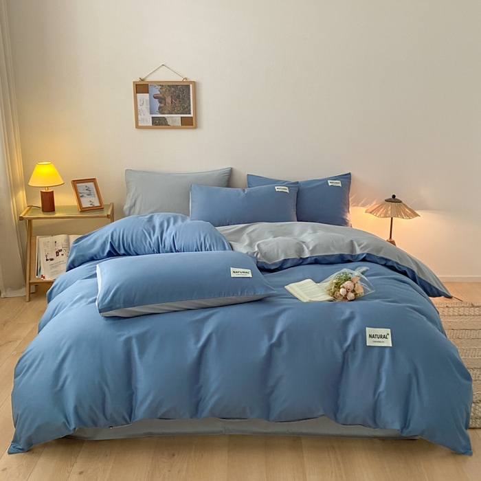 91家纺网 家纺一手货源 找家纺 （总）昊翔家纺 2025新款13372全棉纯色四件套无印良品风简约套件