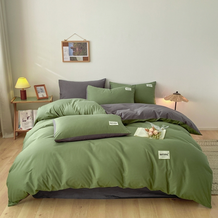 91家纺网 家纺一手货源 找家纺 （总）昊翔家纺 2025新款13372全棉纯色四件套无印良品风简约套件