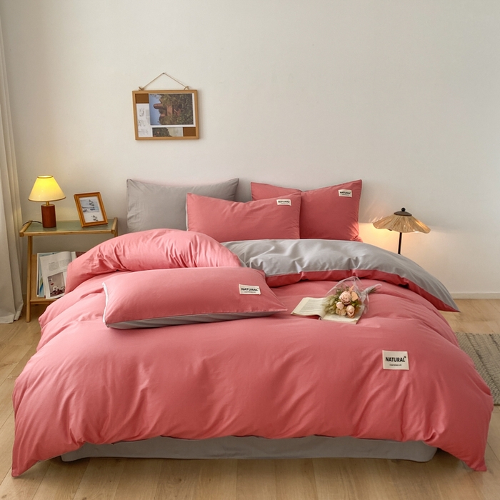 91家纺网 家纺一手货源 找家纺 （总）昊翔家纺 2025新款13372全棉纯色四件套无印良品风简约套件