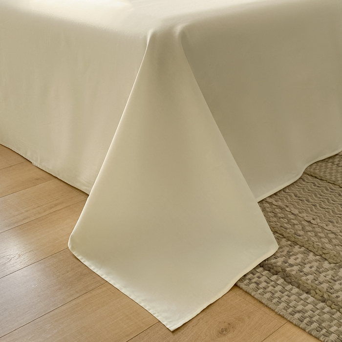 91家纺网 家纺一手货源 找家纺 昊翔家纺 2025新款13372全棉纯色四件套无印良品风简约套件 果绿-奶茶