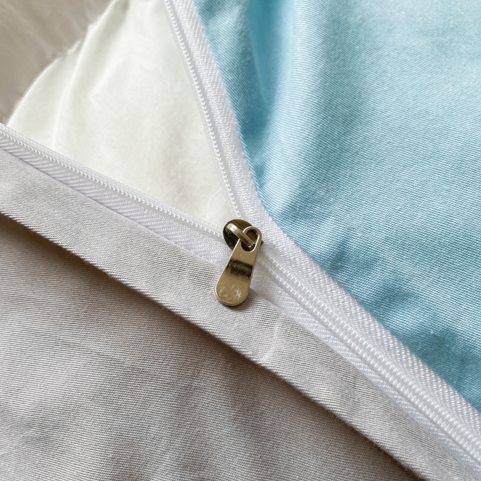 91家纺网 家纺一手货源 找家纺 昊翔家纺 2025新款13372全棉纯色四件套无印良品风简约套件 海青-浅灰