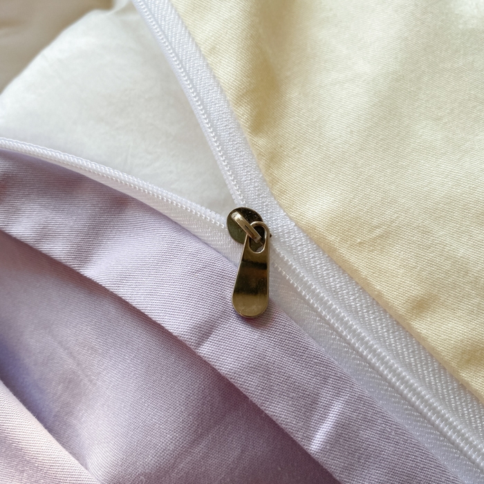 91家纺网 家纺一手货源 找家纺 昊翔家纺 2025新款13372全棉纯色四件套无印良品风简约套件 奶白-灰紫